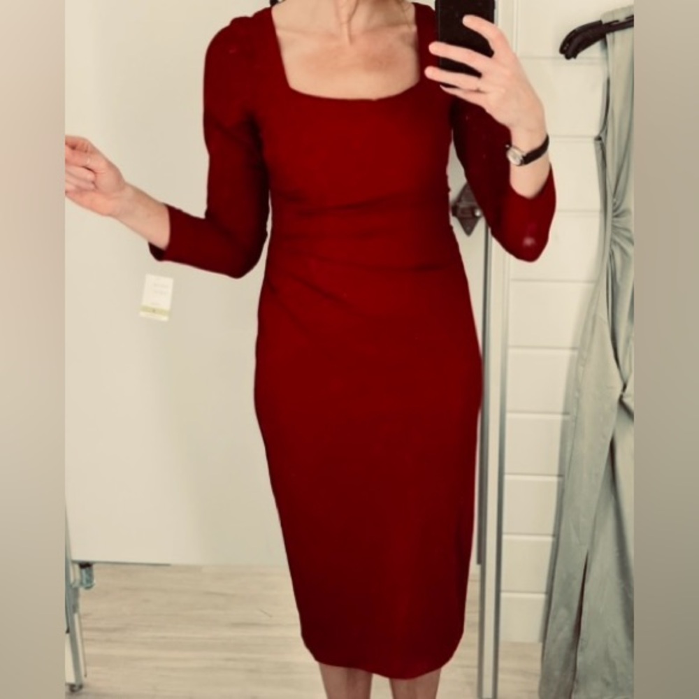 Elegant Ruby Long Sleeve Dress